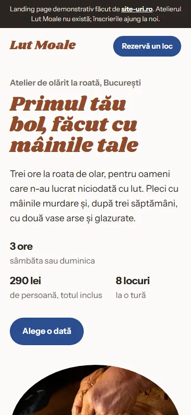 Prima pagină Lut Moale pe telefon